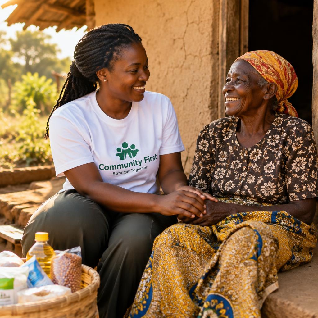 A volunteer visiting an elderly woman at home